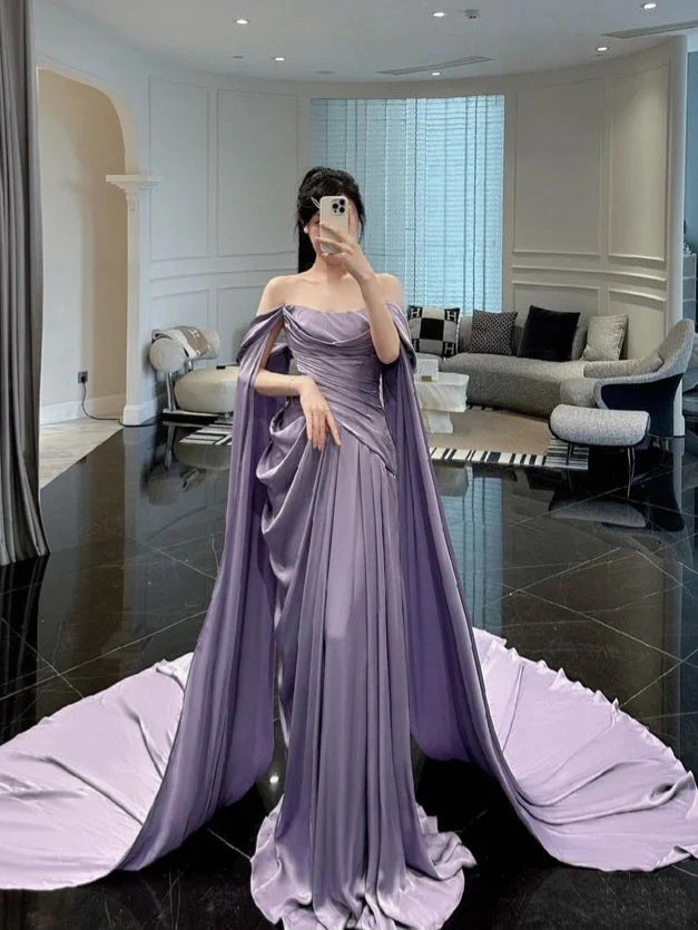 A Line Purple Long Evening Dresses Formal Party Dress Prom Gown fg6773