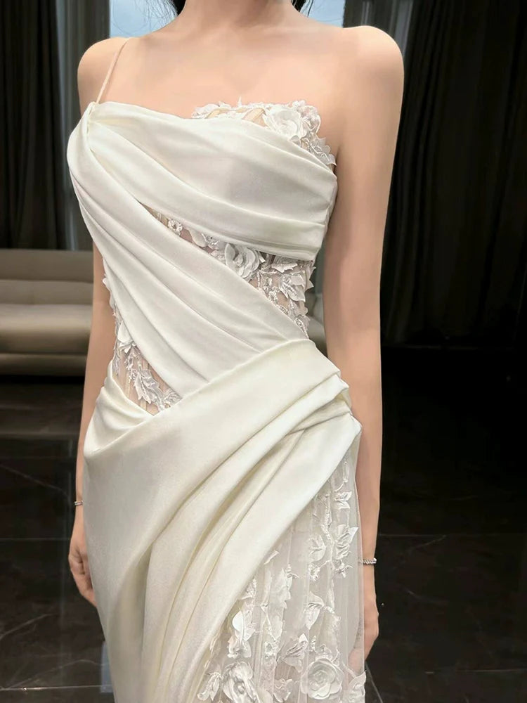 White Tulle Lace Long Wedding Dress Princess Bridal Gown fg7388