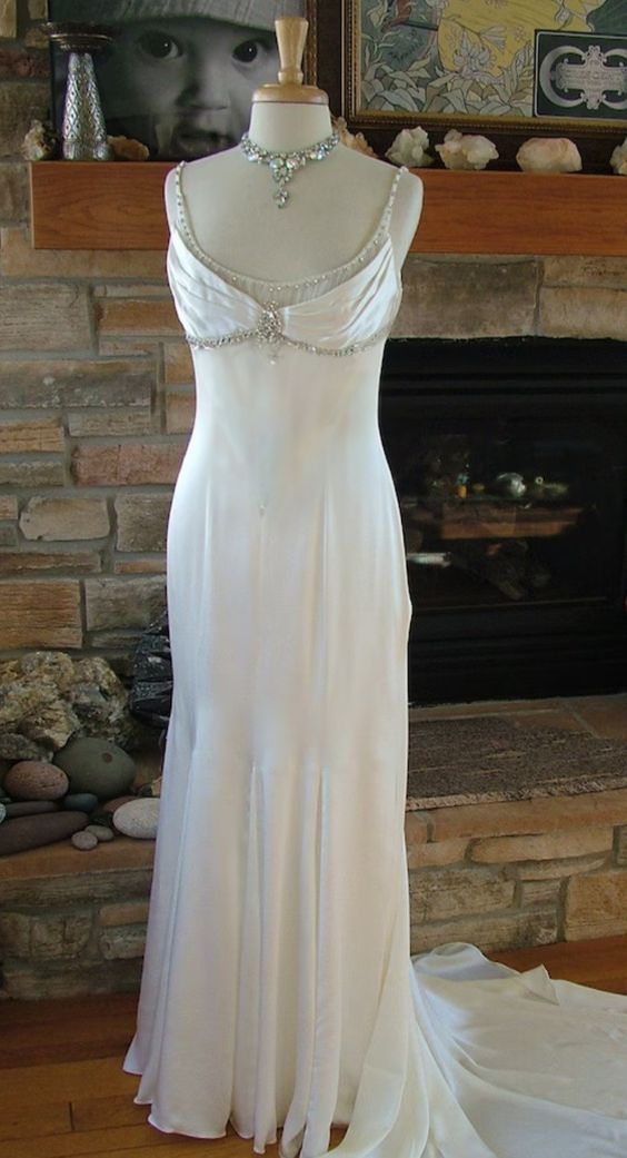 Vintage White Mermaid Prom Dress Wedding Dress fg7199