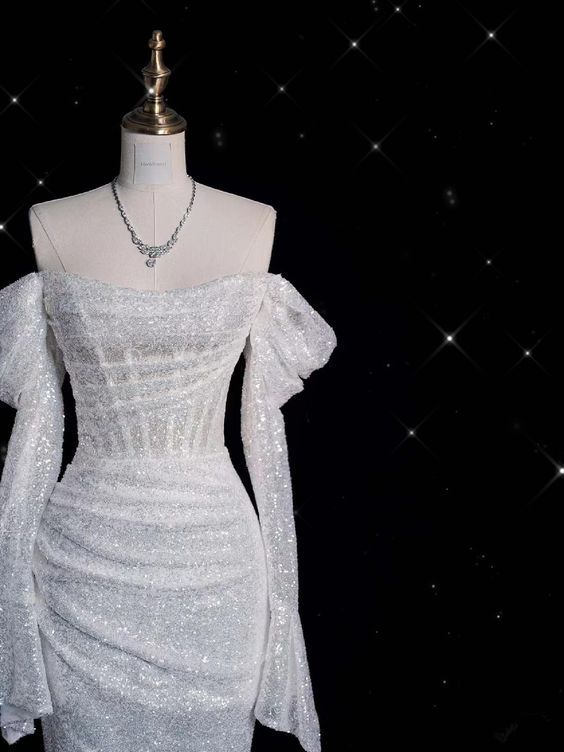 Glitter Corset Sequins Wedding Dress Mermaid Prom Dress fg7207