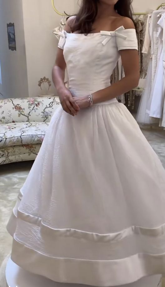A Line Off Shoulder Long Wedding Dress Simple Bridal Dresses fg7277