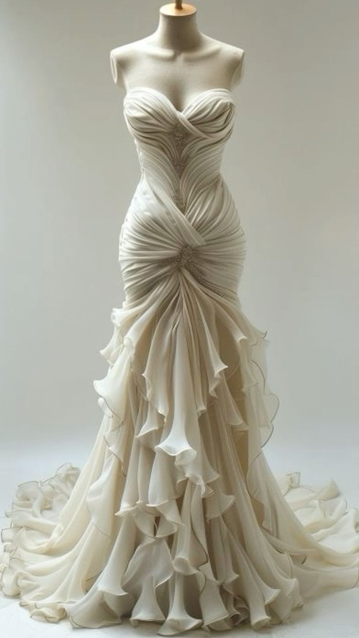 Stunning Mermaid Long Ivory Wedding Dresses fg7300