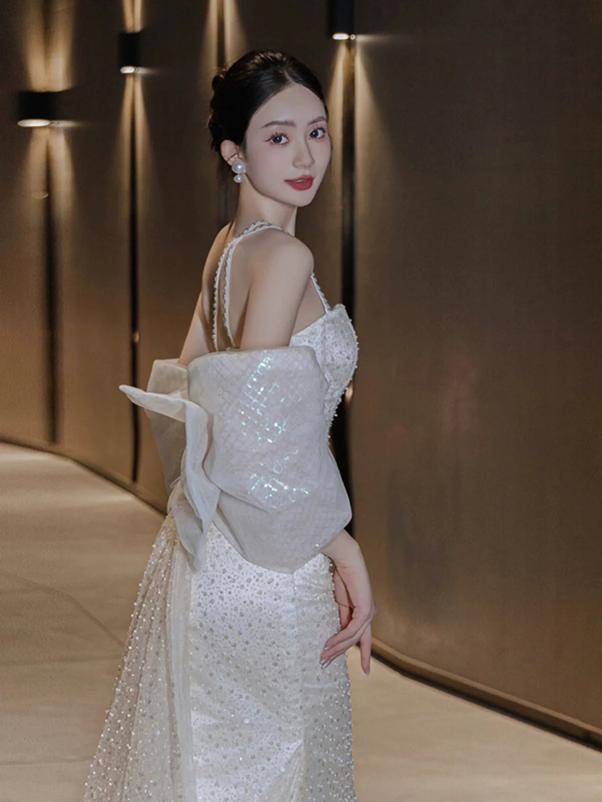 Sexy Mermaid Long Wedding Dress Evening Party Dresses fg7703