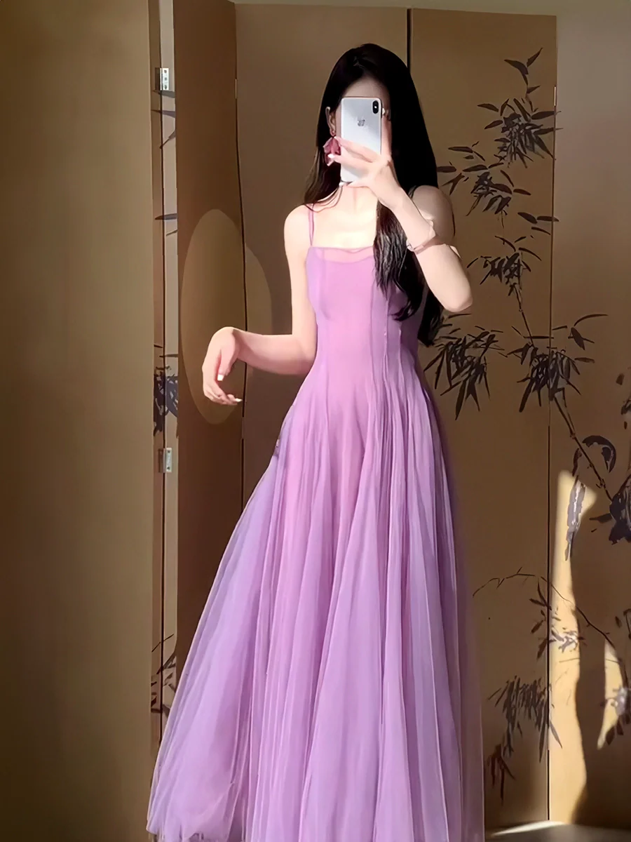 A Line Purple Tulle Long Prom Dress Sexy Evening Dresses fg7659
