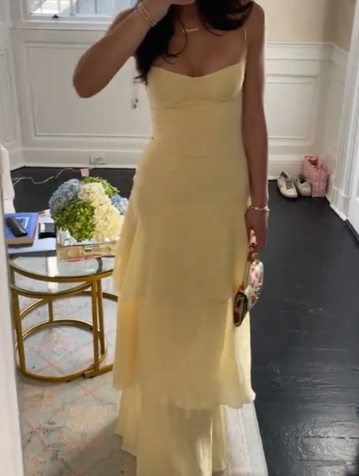 Yellow Fashion Long Prom Dress Evening Party Dresses fg7739