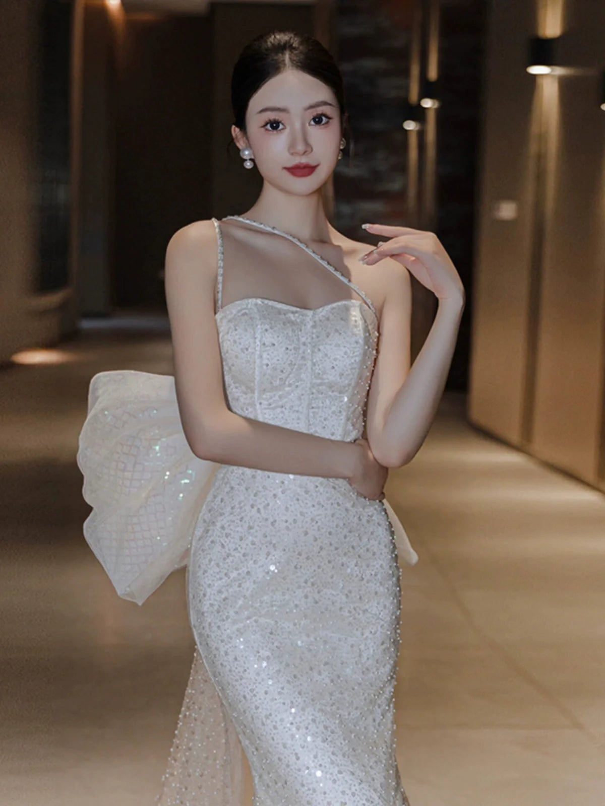 Sexy Mermaid Long Wedding Dress Evening Party Dresses fg7703