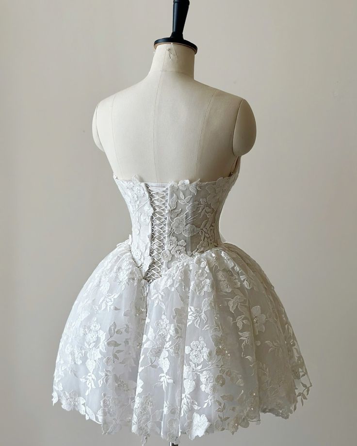 A Line White Short Wedding Dress Homecoming Dress Short Party Dress fg7686