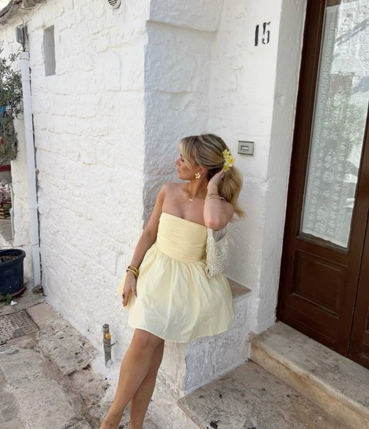 Yellow Strapless Party Dress Short Prom Dress Birthday Dress fg7441