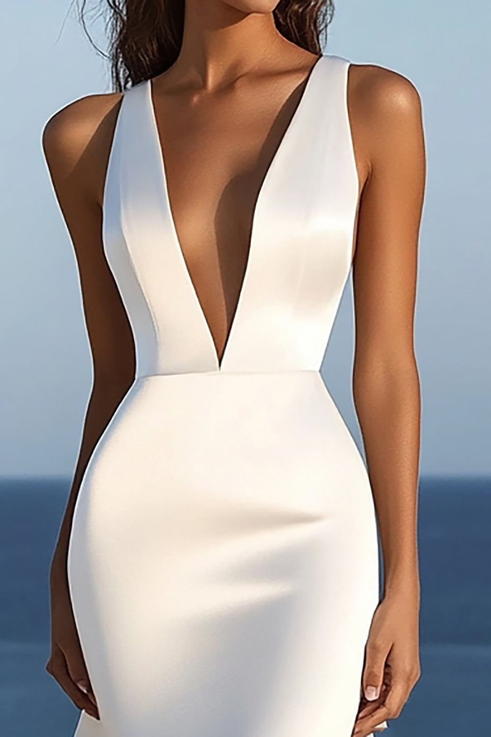 Simple Mermaid Spaghetti Straps lvory Long Wedding Dress