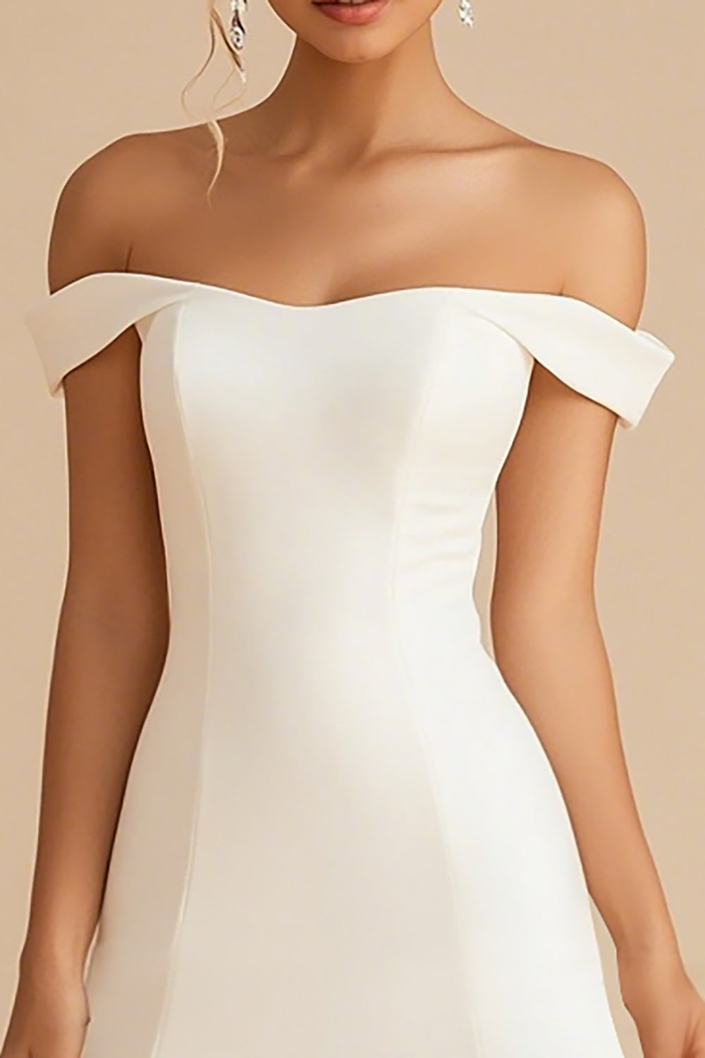 Off the Shoulder White Bodycon Graduation Dress