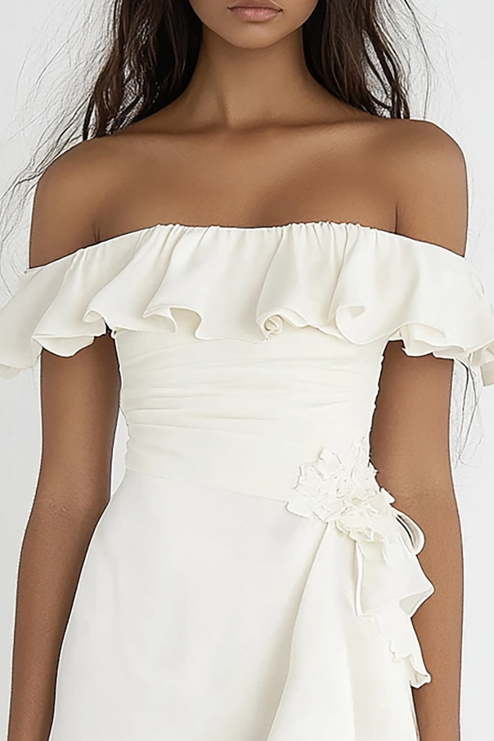Ivory Bodycon Off The Shoulder Graduation Dress