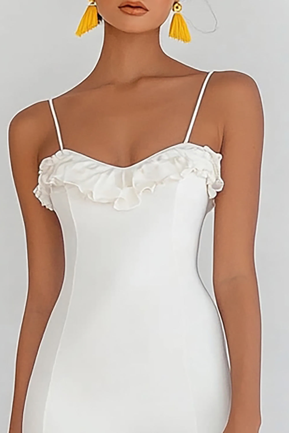 Bodycon Satin Ruffled White Graduation Dress