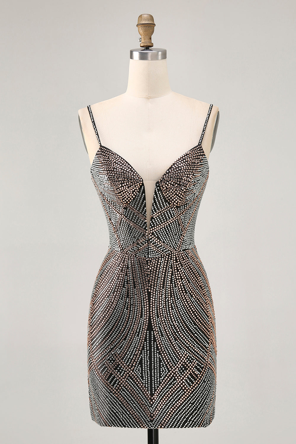 Sparkly Burgundy Bodycon Spaghetti Straps Short Homecoming Dress with Beading