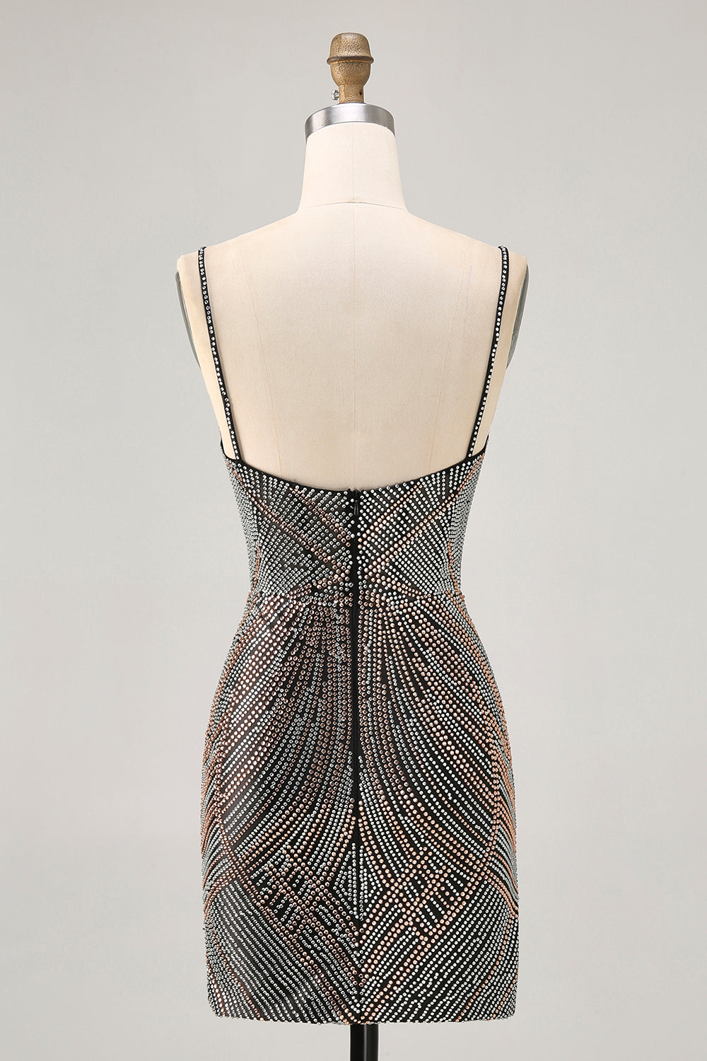 Sparkly Burgundy Bodycon Spaghetti Straps Short Homecoming Dress with Beading
