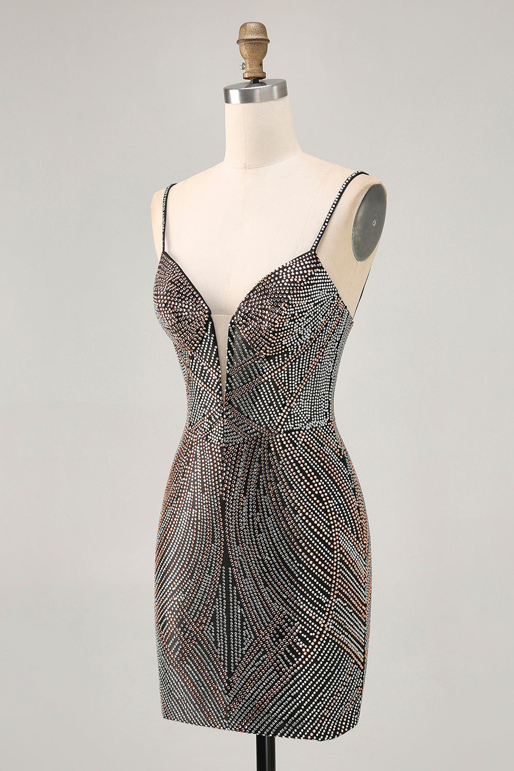 Sparkly Burgundy Bodycon Spaghetti Straps Short Homecoming Dress with Beading