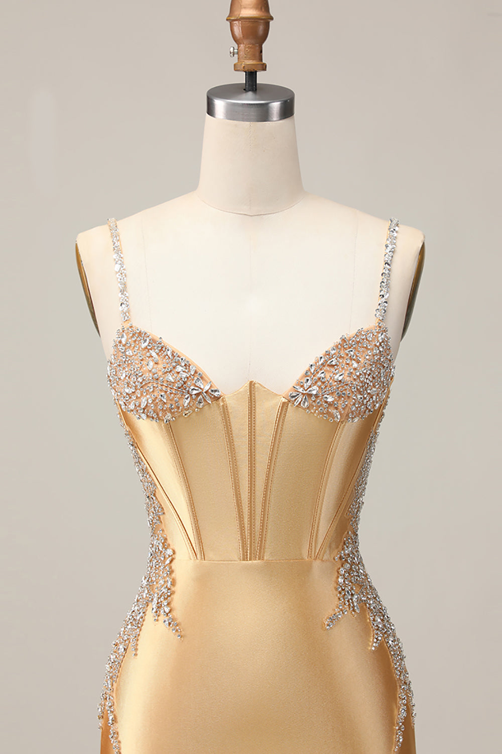 Golden Bodycon Corset Beaded Homecoming Dress