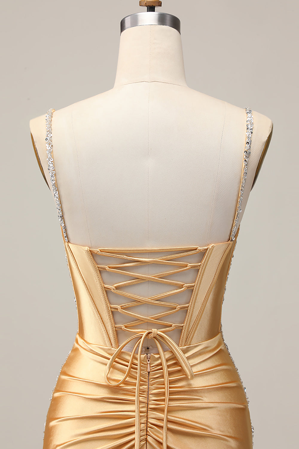 Golden Bodycon Corset Beaded Homecoming Dress