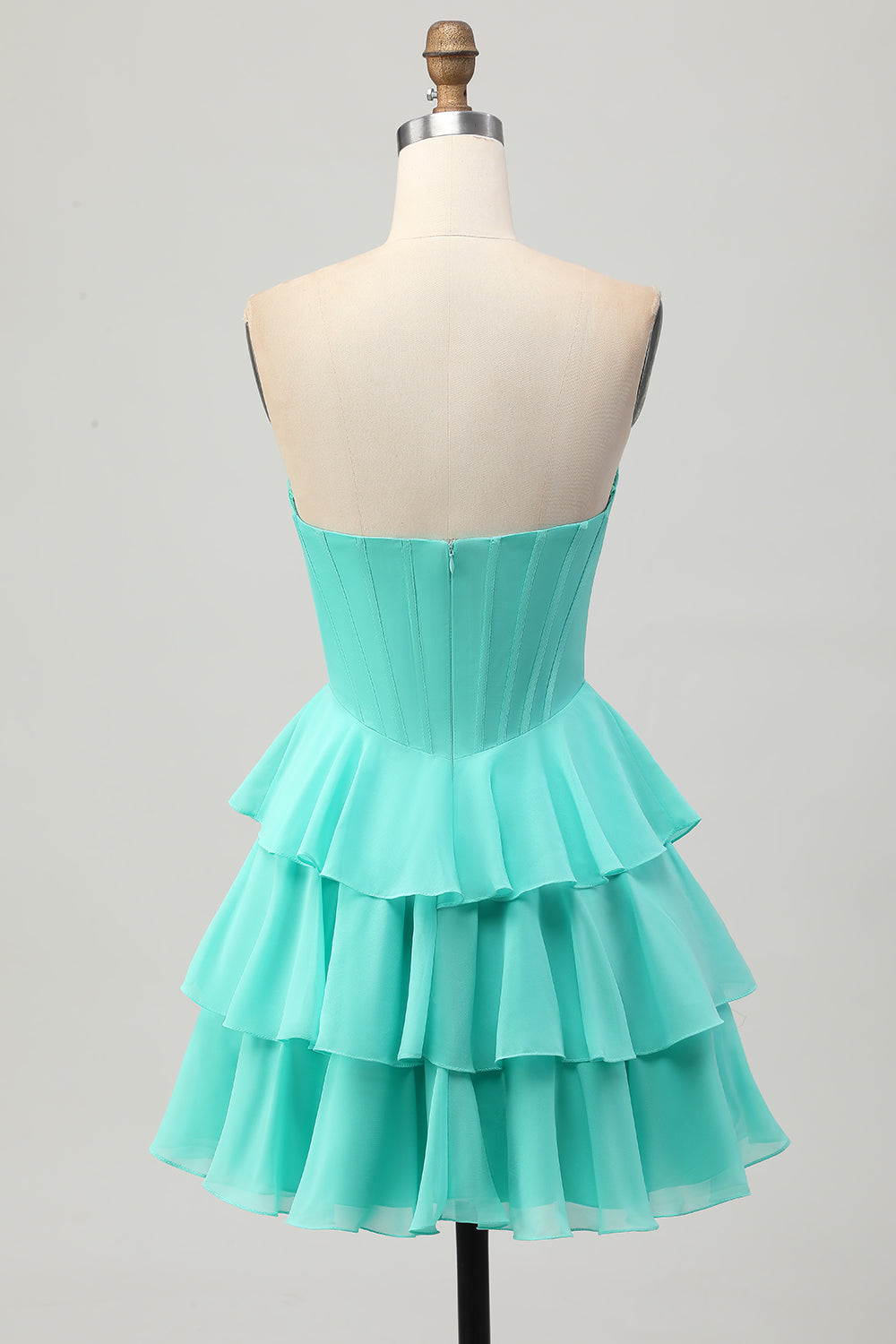 Yellow A-Line Strapless Tiered Corset Homecoming Dress with Beading
