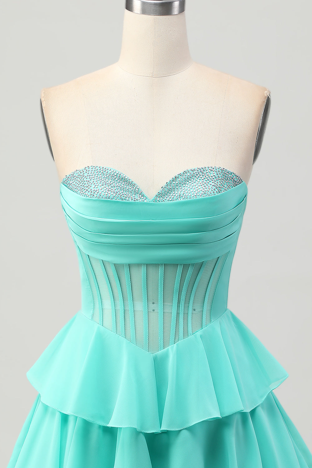 Yellow A-Line Strapless Tiered Corset Homecoming Dress with Beading