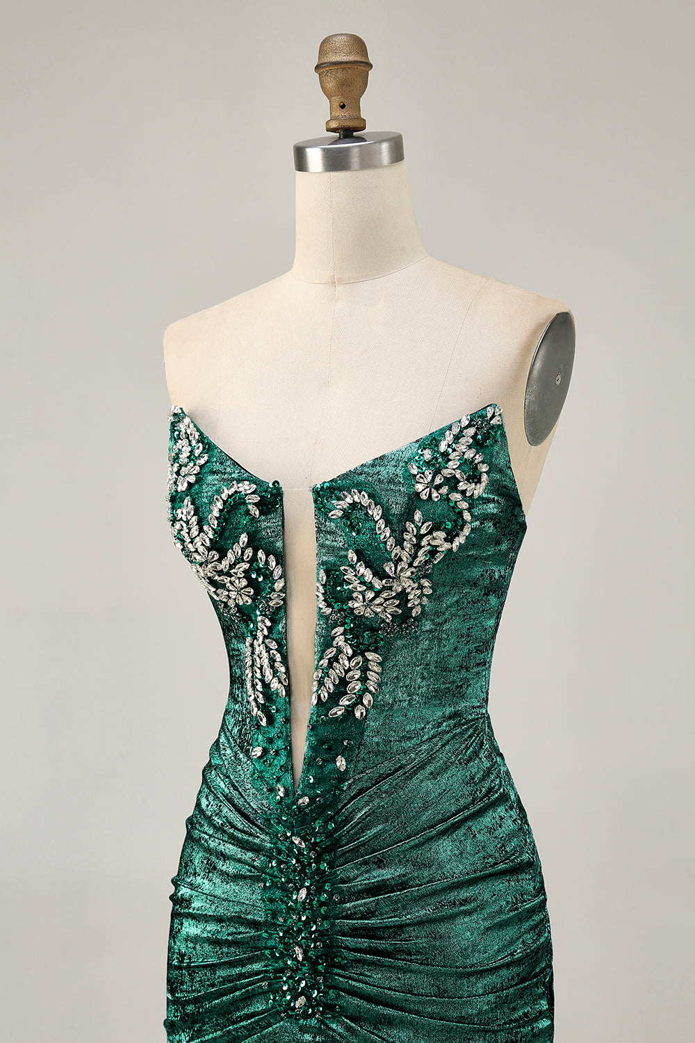 Golden Bodycon Strapless Beaded Short Homecoming Dress