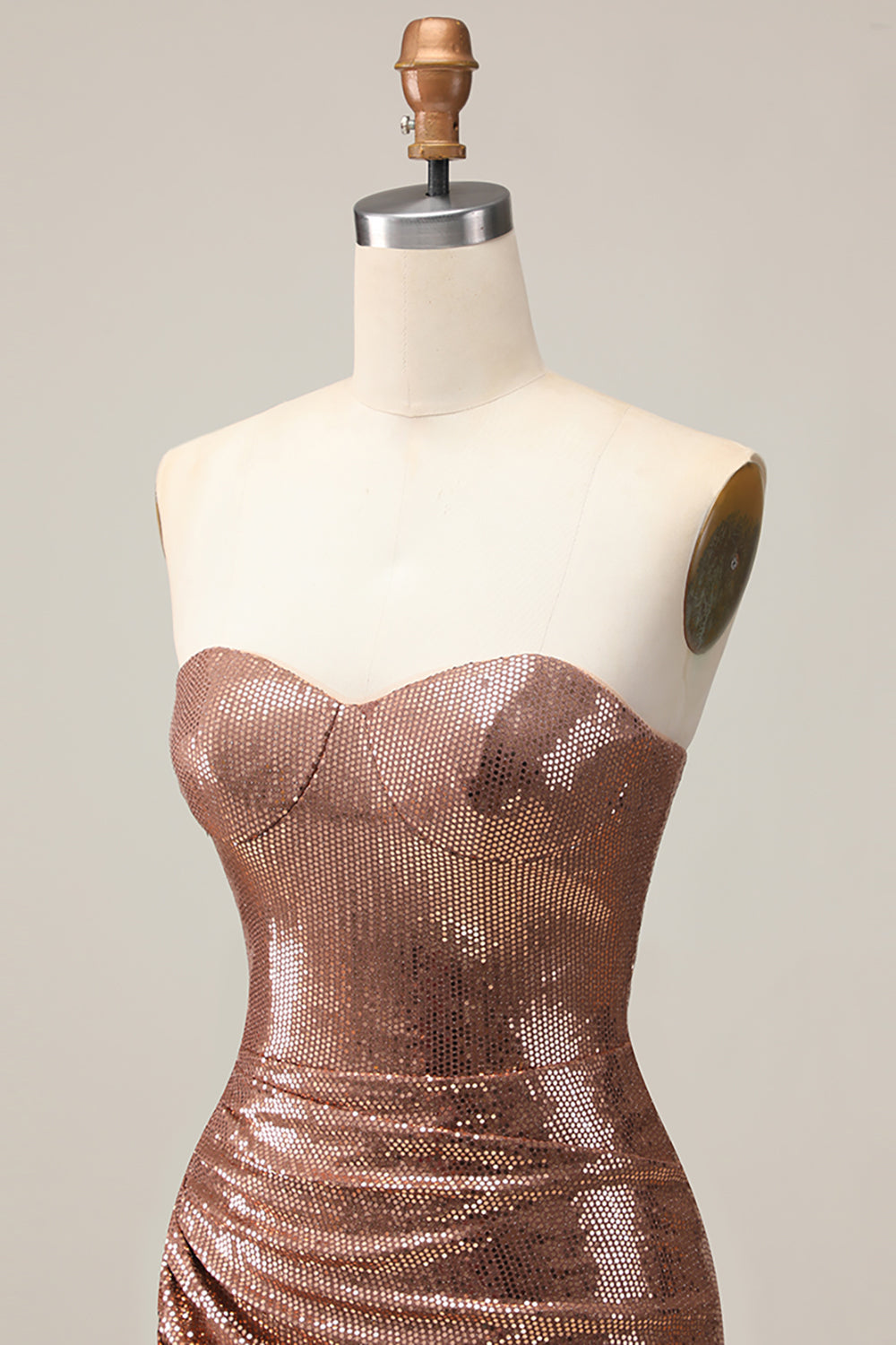 Sparkly Strapless Ruched Bodycon Fuchsia Homecoming Dress with Sequins