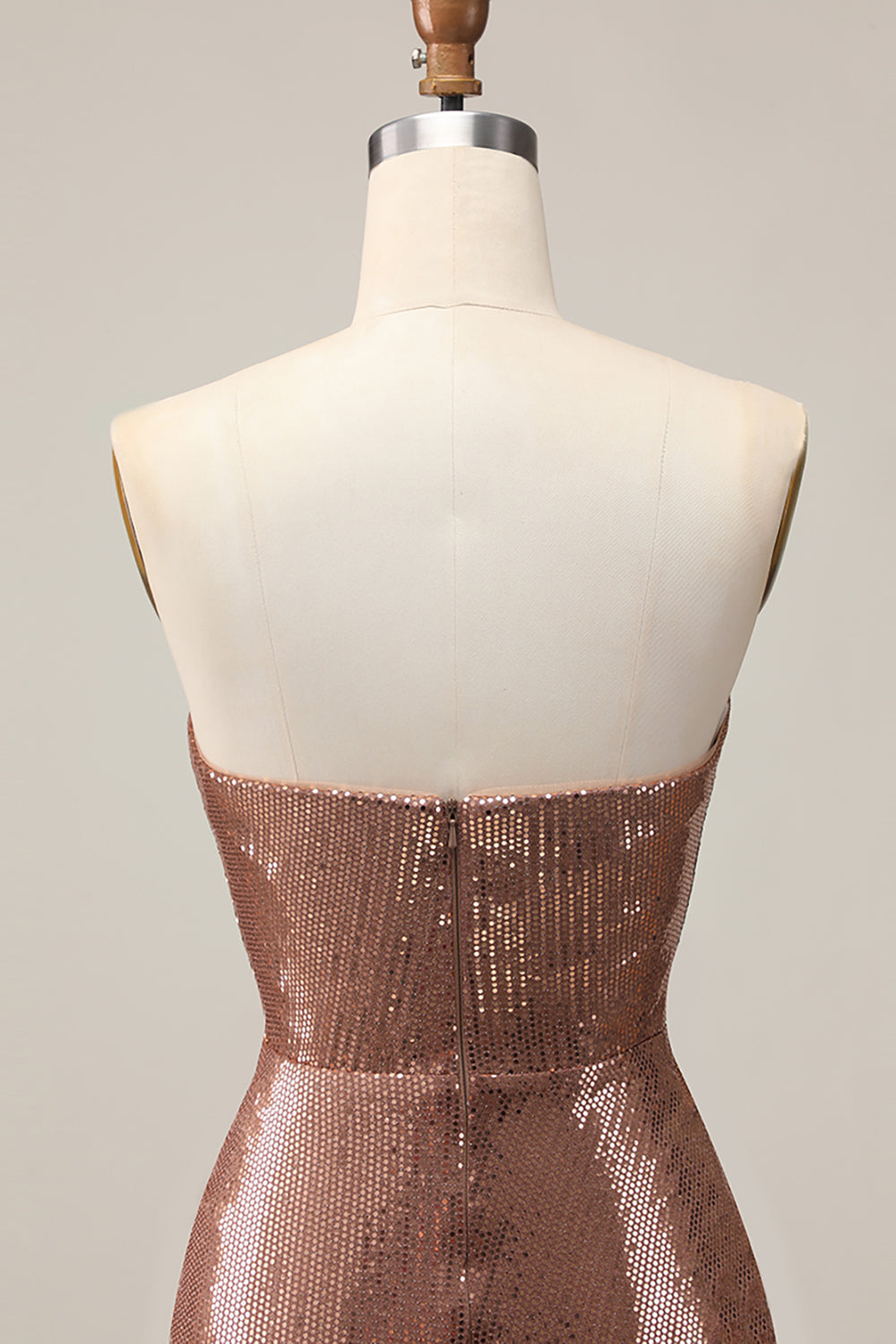 Sparkly Strapless Coffee Ruched Bodycon Homecoming Dress