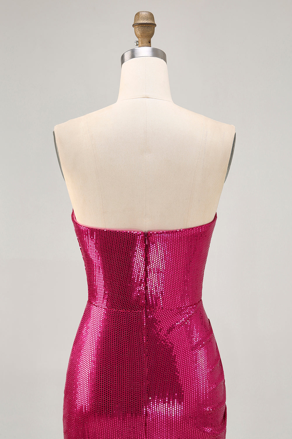 Sparkly Strapless Coffee Ruched Bodycon Homecoming Dress