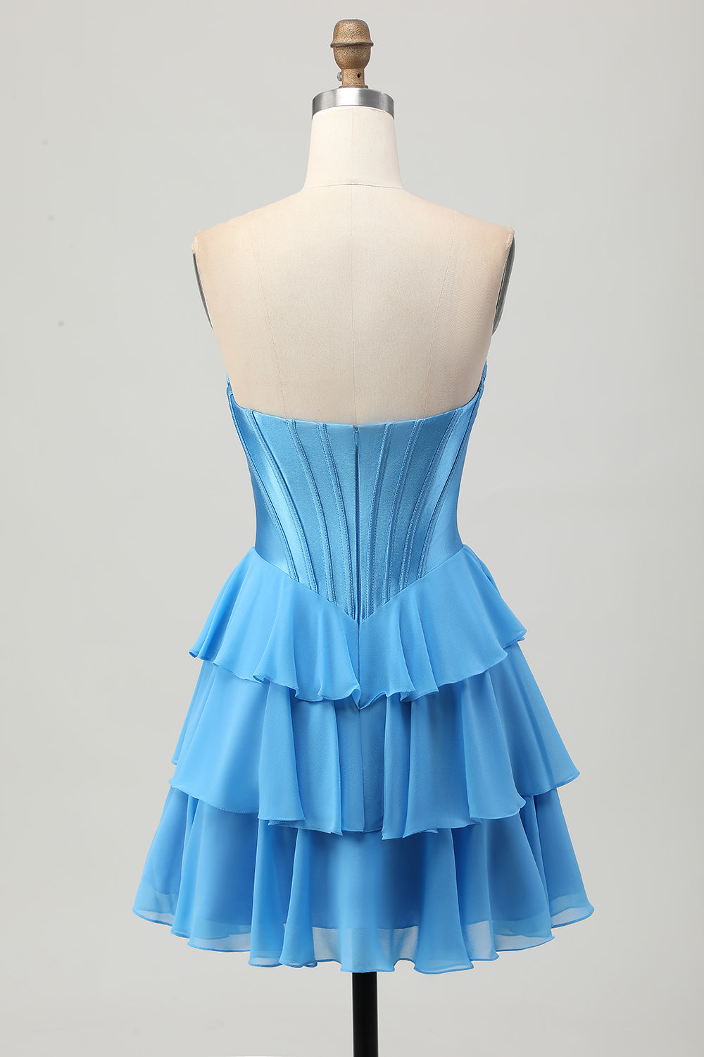 Yellow Strapless Corset A Line Tiered Homecoming Dress