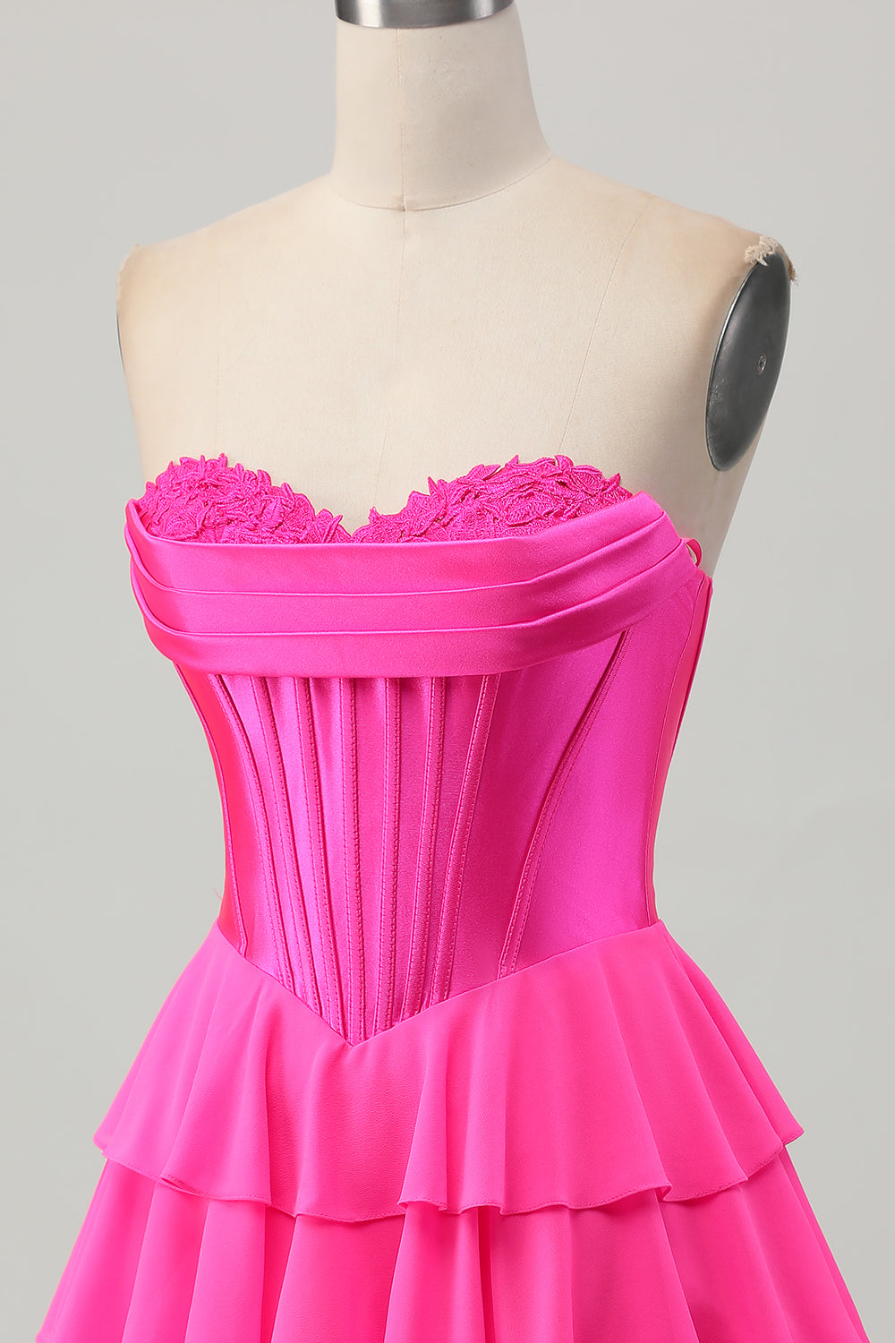 Yellow Strapless Corset A Line Tiered Homecoming Dress