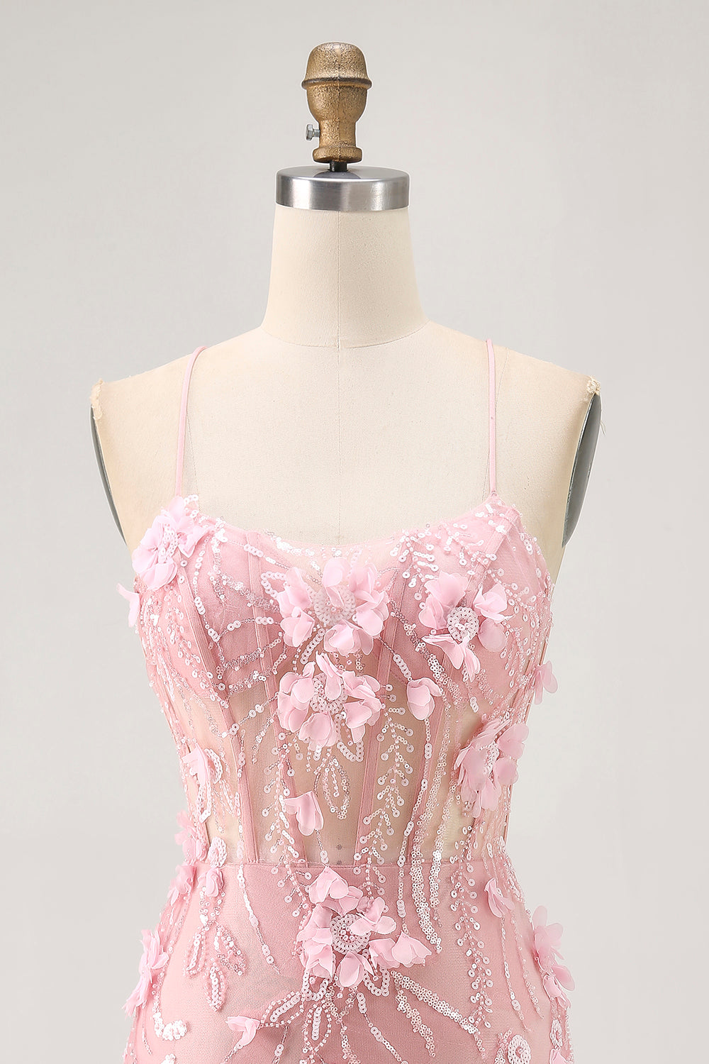 Blue Bodycon Corset Sequins Short Homecoming Dress with 3D Flowers
