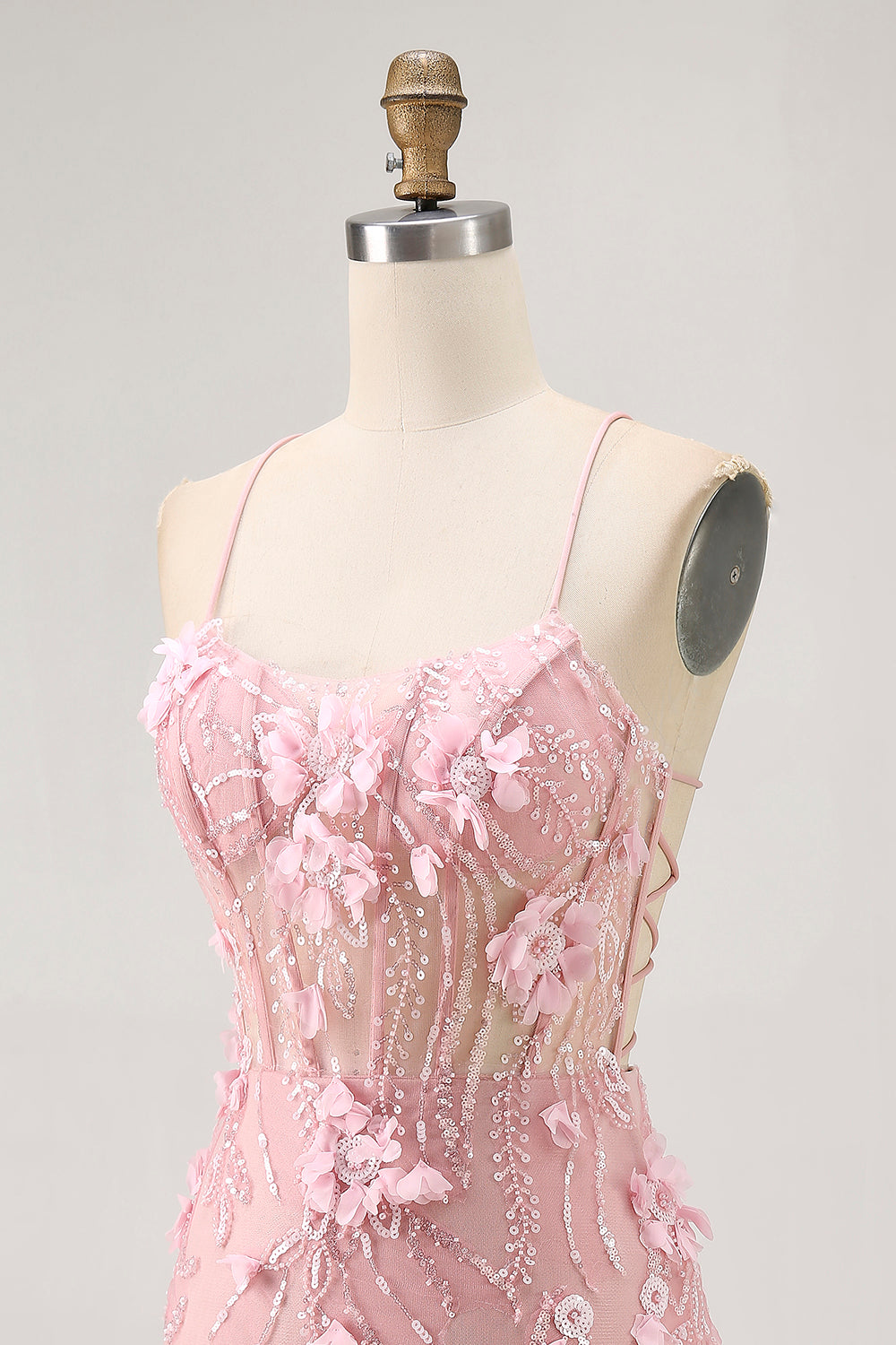 Blue Bodycon Corset Sequins Short Homecoming Dress with 3D Flowers