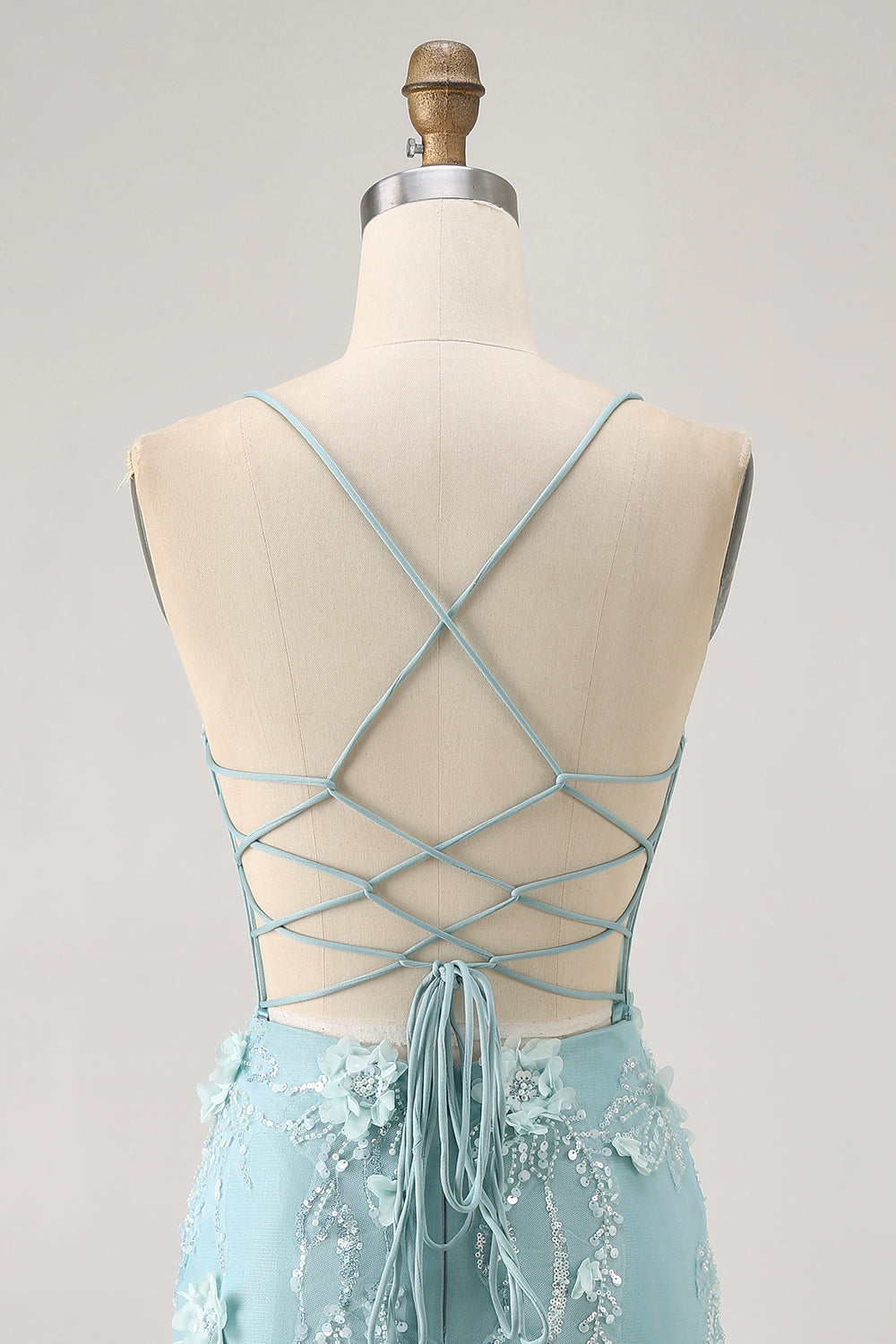 Blue Bodycon Corset Sequins Short Homecoming Dress with 3D Flowers