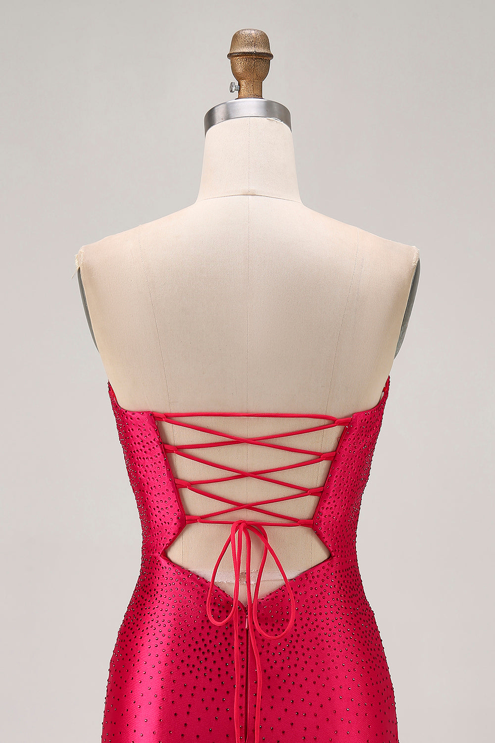 Fuchsia Strapless Cut Out Beaded Bodycon Homecoming Dress