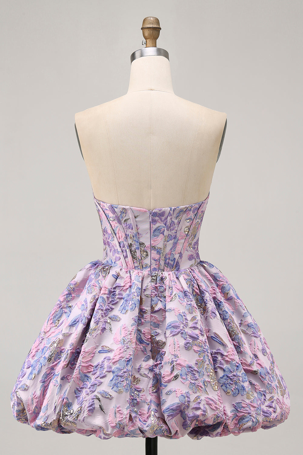 Yellow Strapless Floral Brocade A Line Short Homecoming Dress