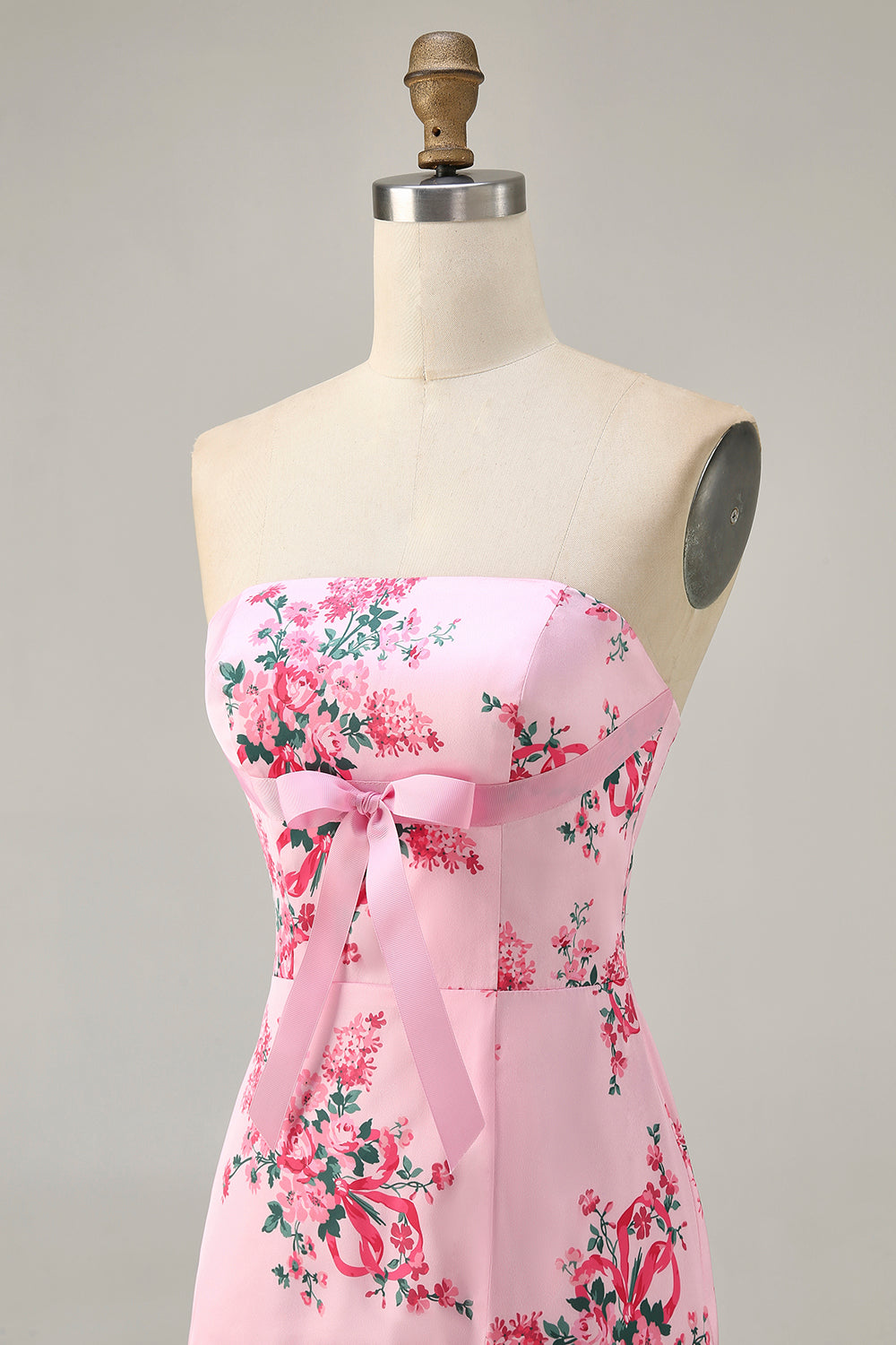 White Blue Flower Bodycon Strapless Printed Short Homecoming Dress