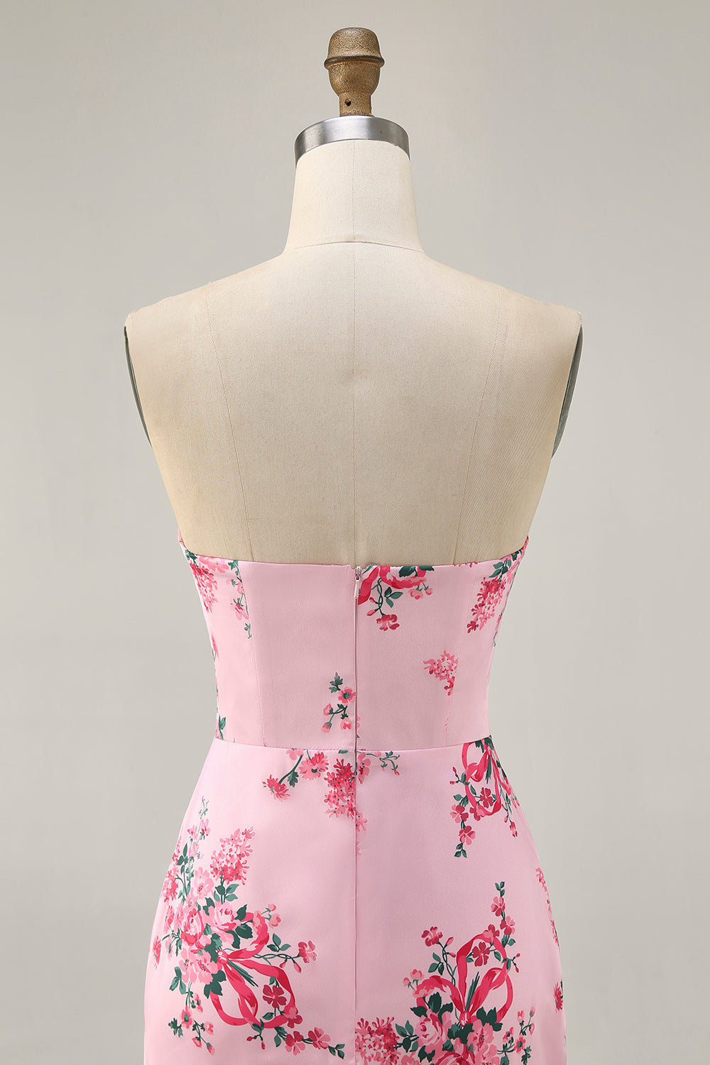 White Blue Flower Bodycon Strapless Printed Short Homecoming Dress