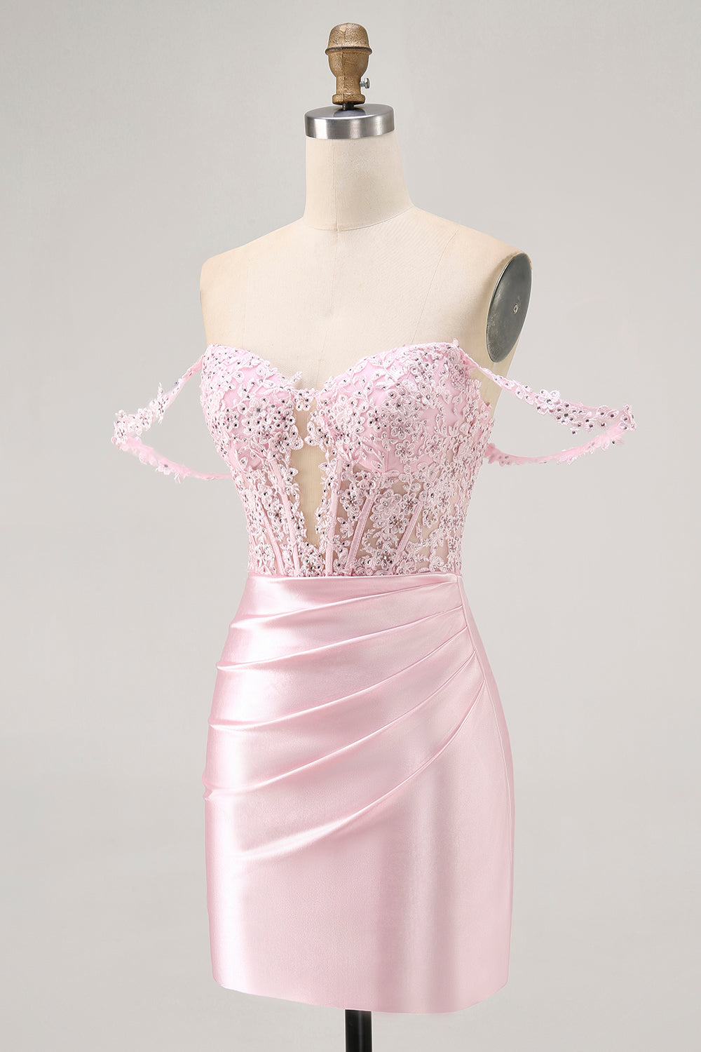 Pink Off The Shoulder Bodycon Corset Homecoming Dress