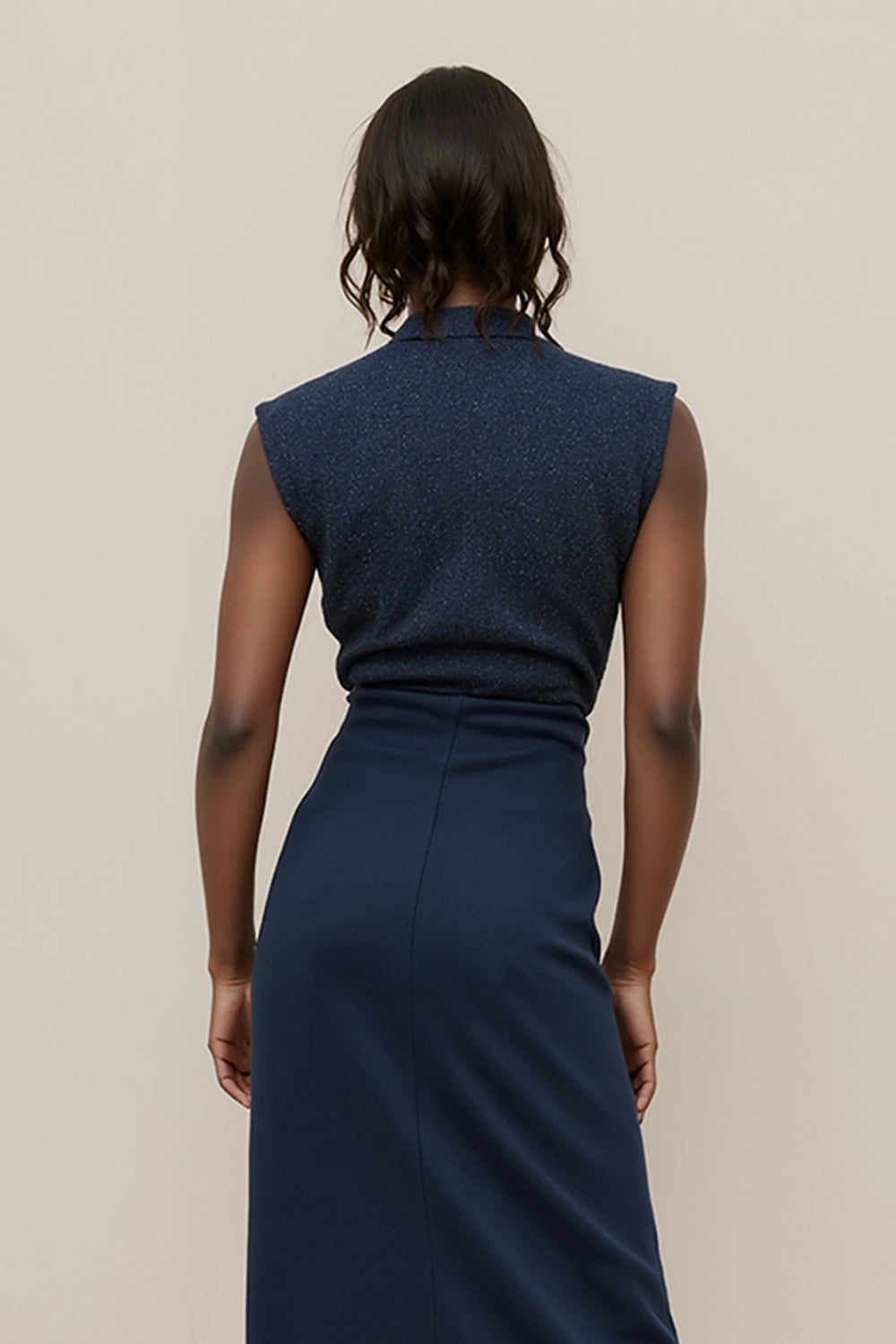 Navy Bodycon Ruched Work Dress