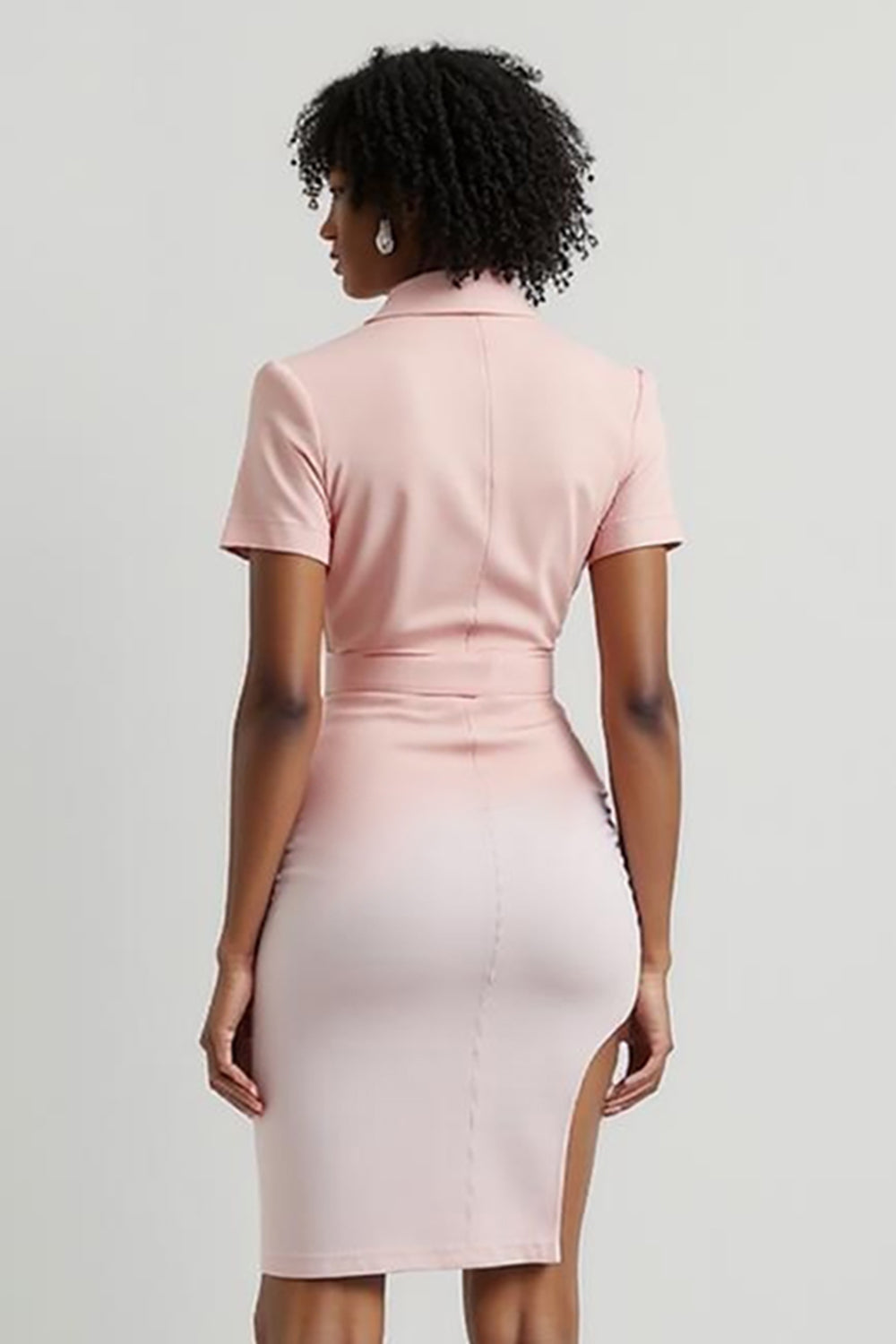 Pink Bodycon Satin Short Holiday Party Dress with 3D Flowers
