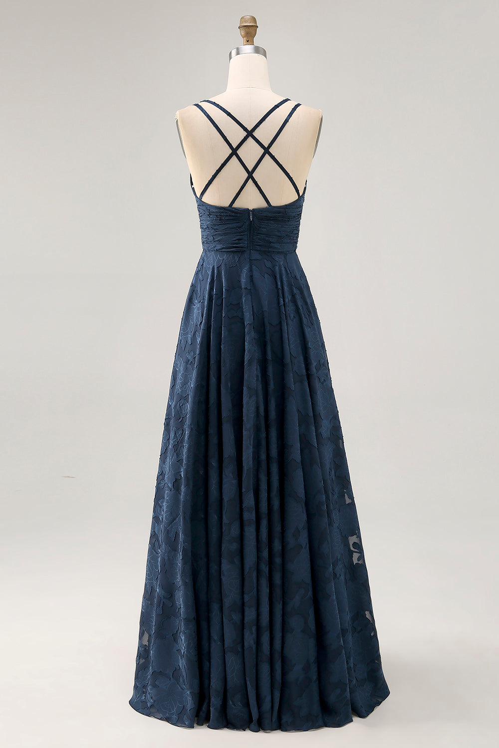 Floral A Line Navy Printed Long Wedding Guest Dress