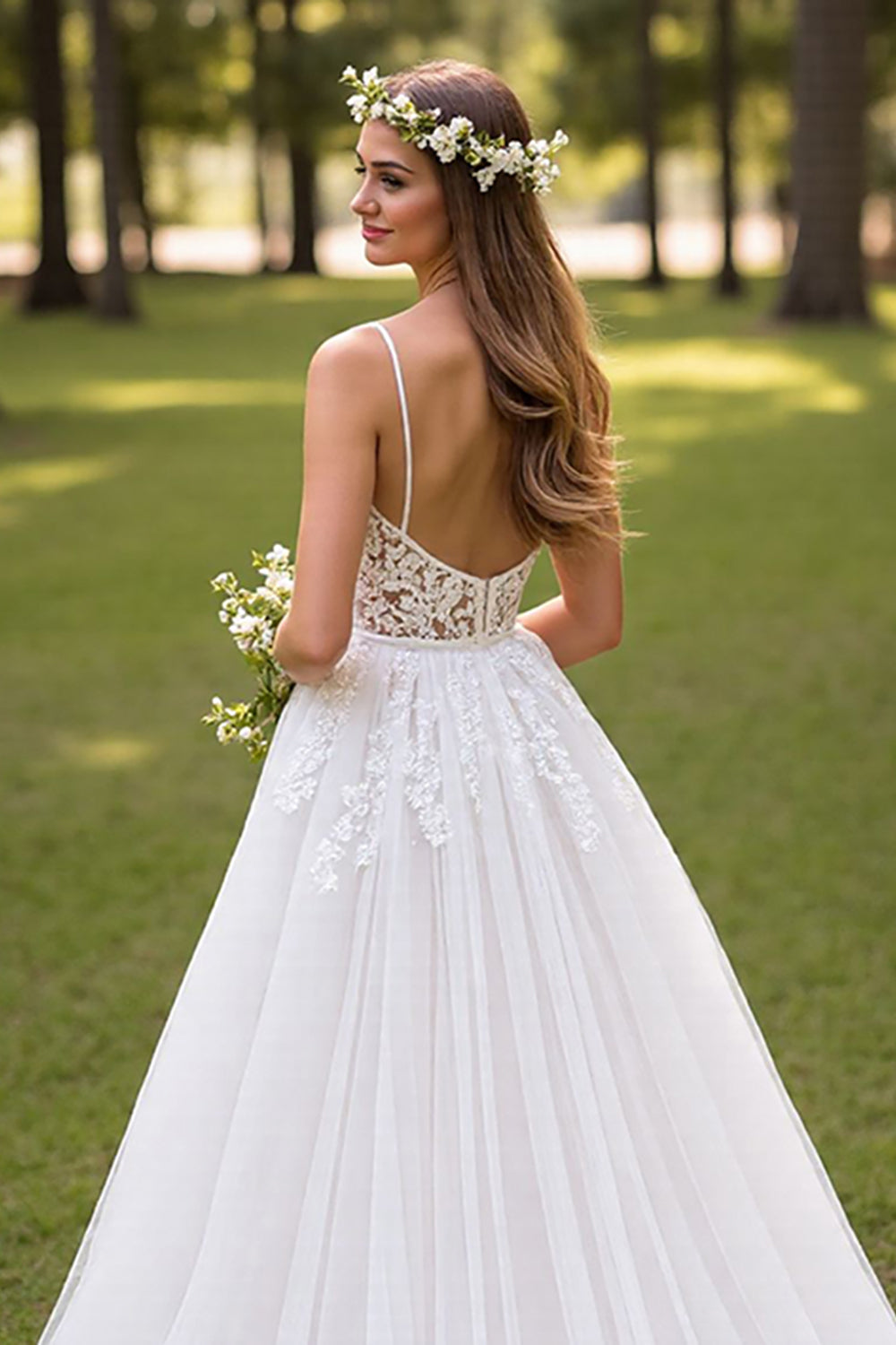 Ruffled A Line Corset Ivory Lace Wedding Dress