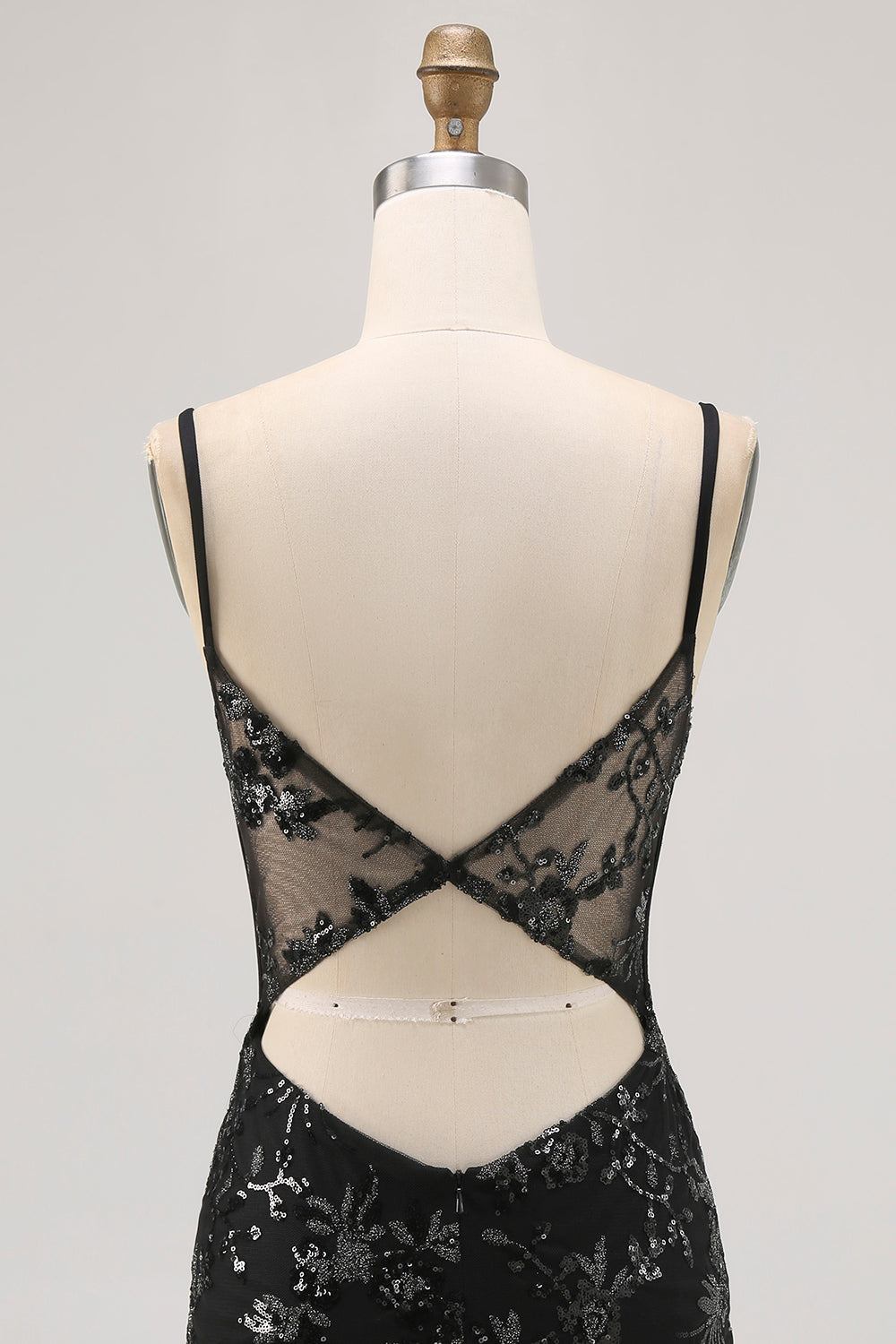 Dark Green Bodycon Backless Sheer Corset Homecoming Dress with Sequins