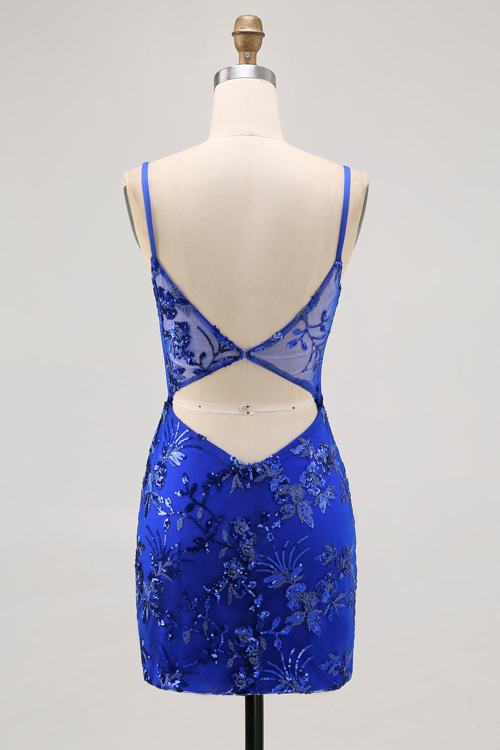 Black Bodycon Backless Sheer Corset Short Homecoming Dress with Sequins
