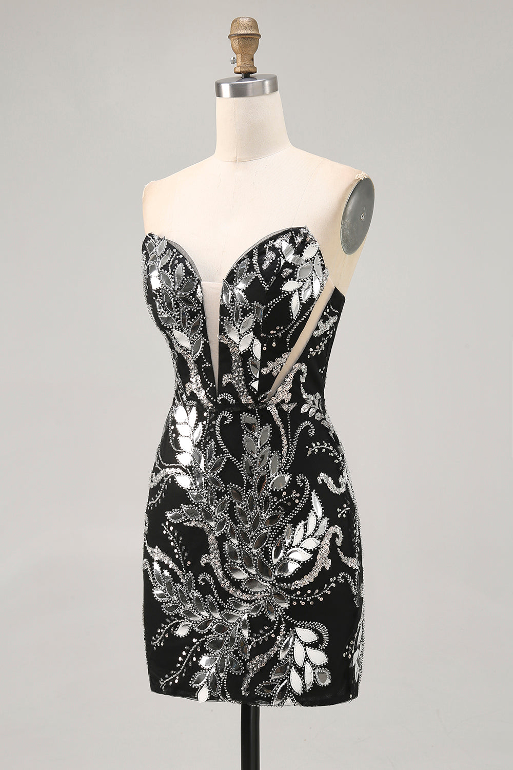 Sparkly Black Bodycon Sequins Short Homecoming Dress with Beading