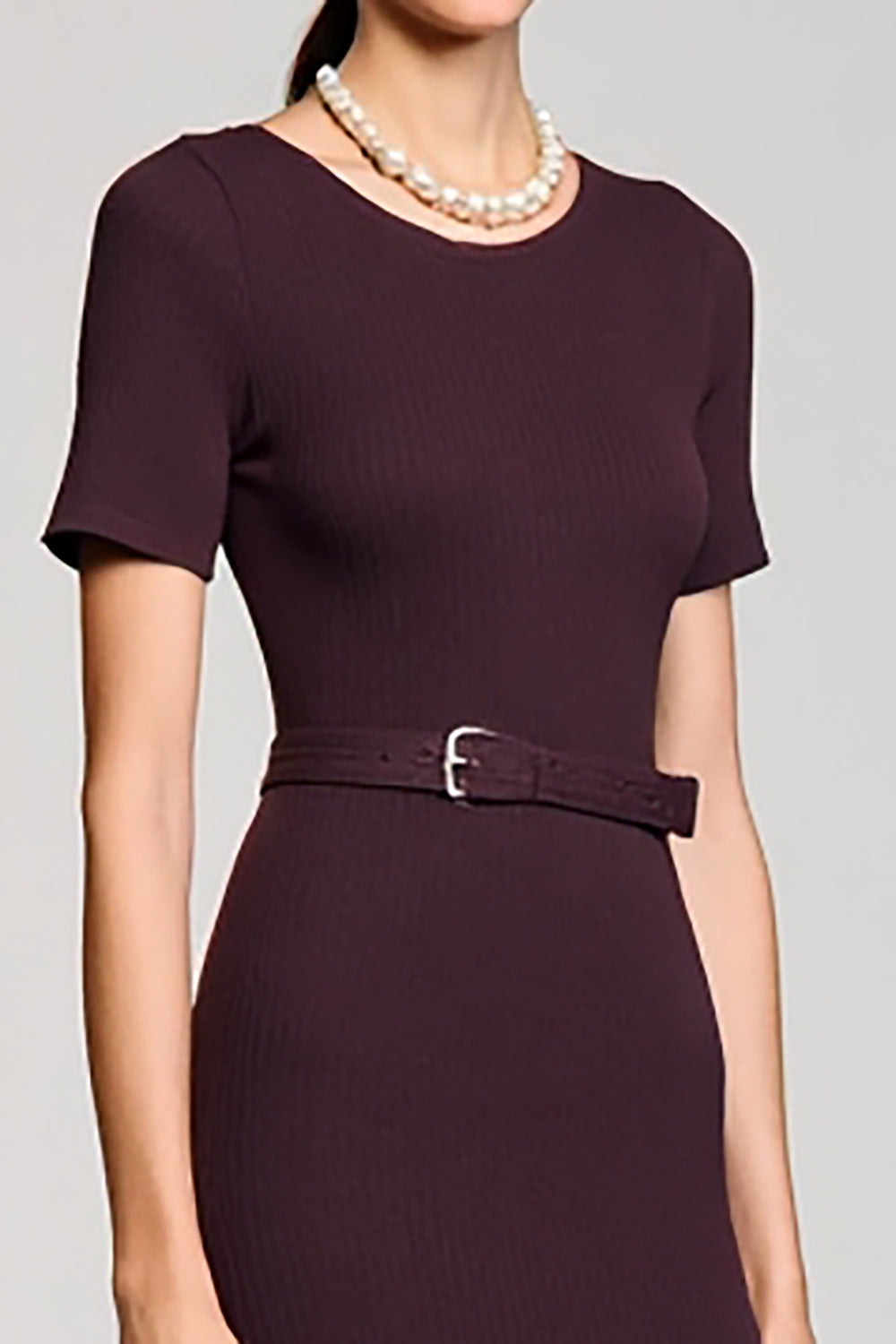 A Line Dark Red Long Wedding Guest Dress With Belt