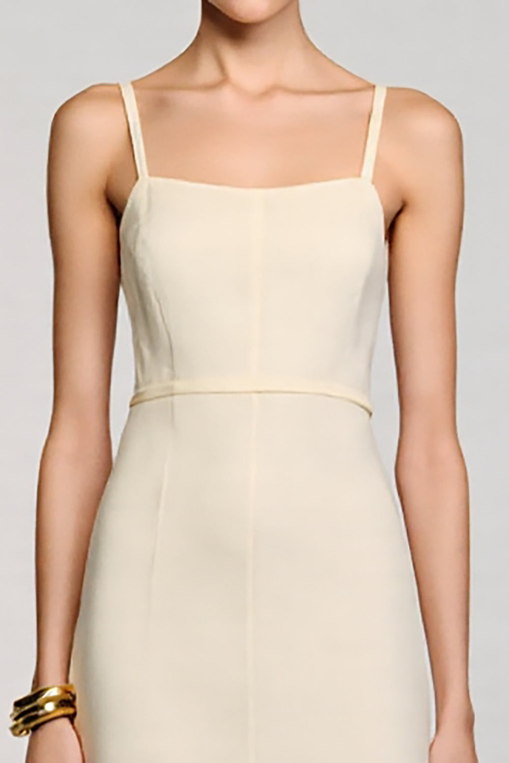 A Line Apricot Spaghetti Straps Long Wedding Guest Dress