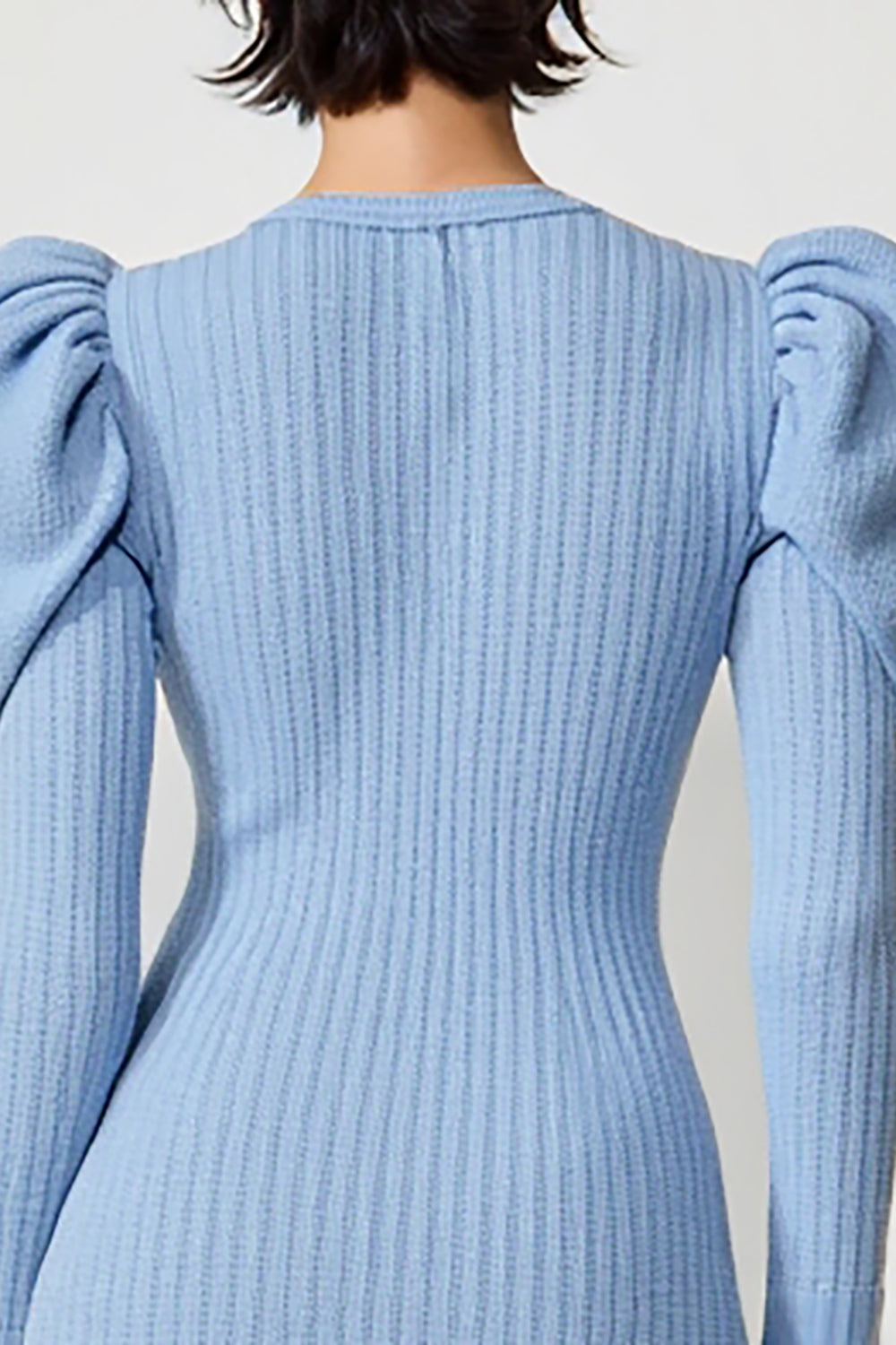Blue Bodycon Keyhole Short Cocktail Dress with Long Sleeves