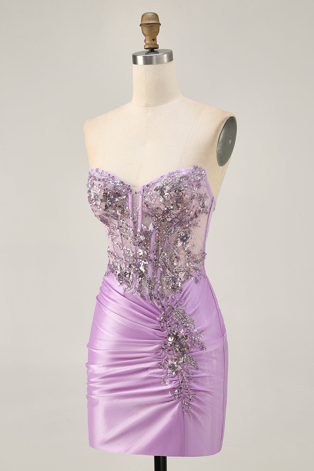 Grey Green Bodycon Strapless Homecoming Dress with Sequins