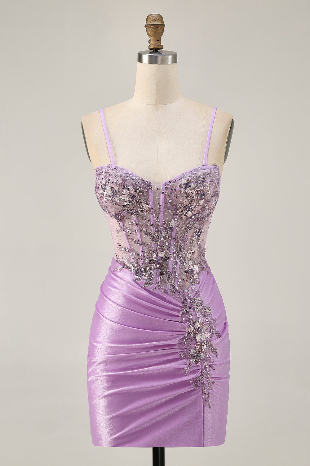 Grey Green Bodycon Strapless Homecoming Dress with Sequins