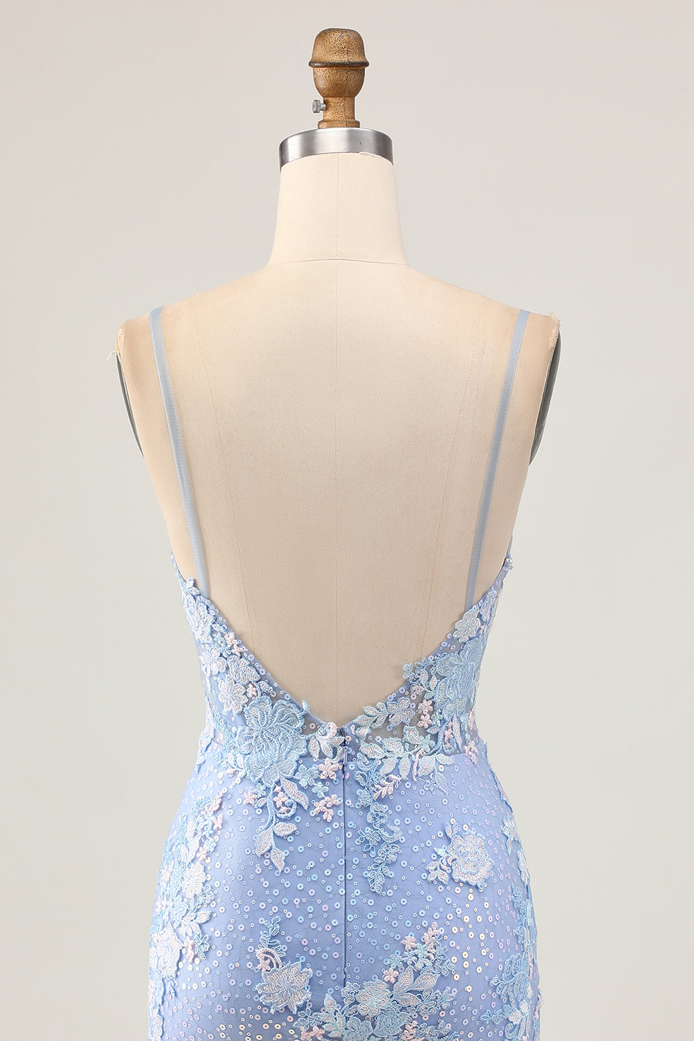 Light Blue Bodycon Floral Sequins Homecoming Dress with Appliques